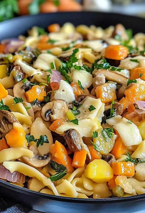Vegetarische Spätzlepfanne mit buntem Gemüse genießen